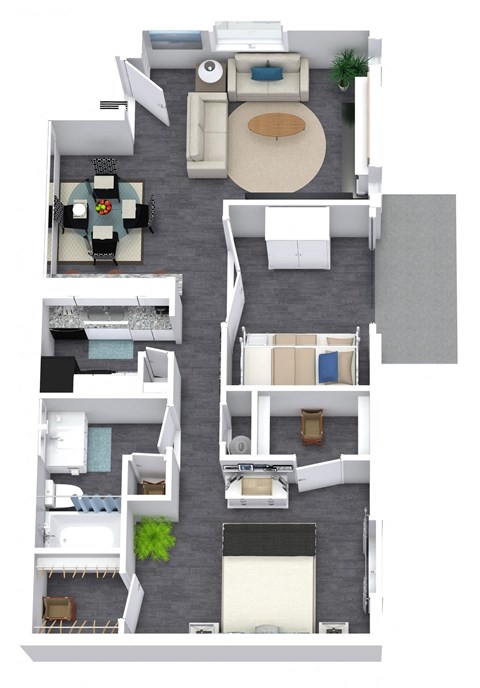 Floor plan for 1 bed, 1 bath, 812 sqft